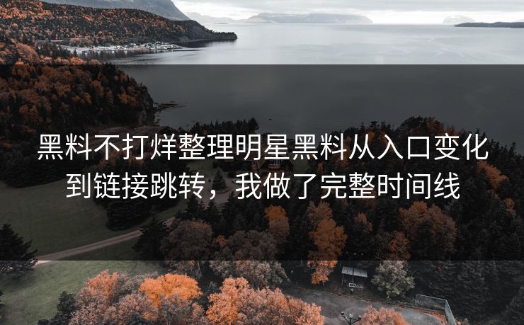 黑料不打烊整理明星黑料从入口变化到链接跳转，我做了完整时间线