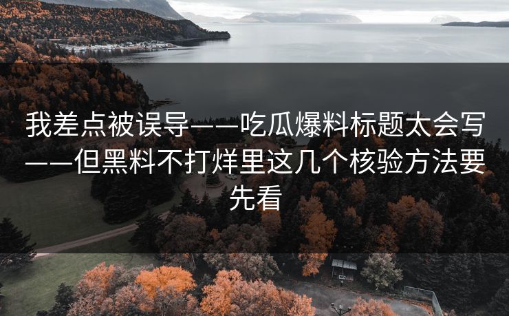 我差点被误导——吃瓜爆料标题太会写——但黑料不打烊里这几个核验方法要先看