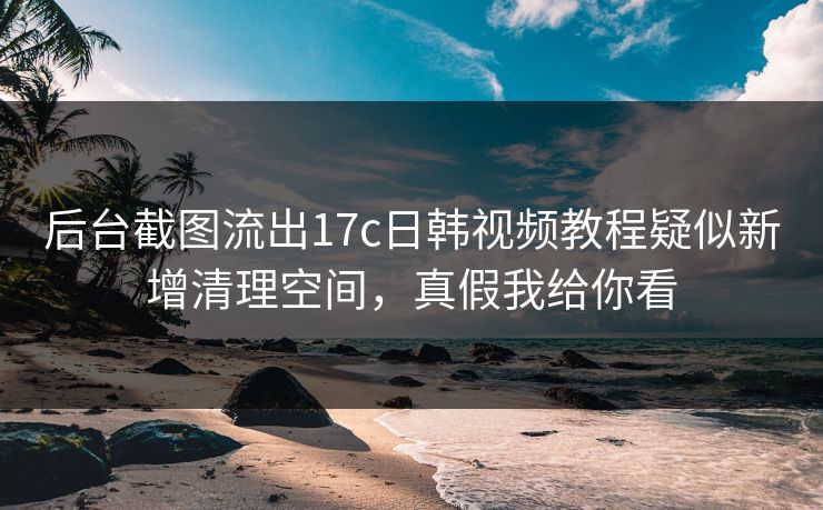 后台截图流出17c日韩视频教程疑似新增清理空间，真假我给你看