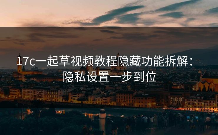 17c一起草视频教程隐藏功能拆解： 隐私设置一步到位