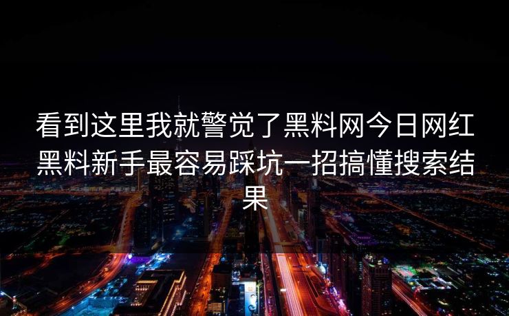 看到这里我就警觉了黑料网今日网红黑料新手最容易踩坑一招搞懂搜索结果
