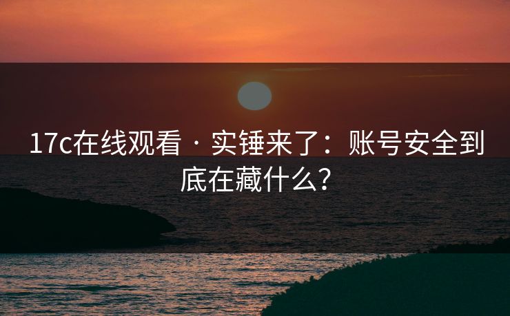 17c在线观看 · 实锤来了：账号安全到底在藏什么？
