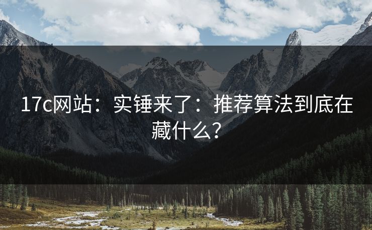 17c网站：实锤来了：推荐算法到底在藏什么？