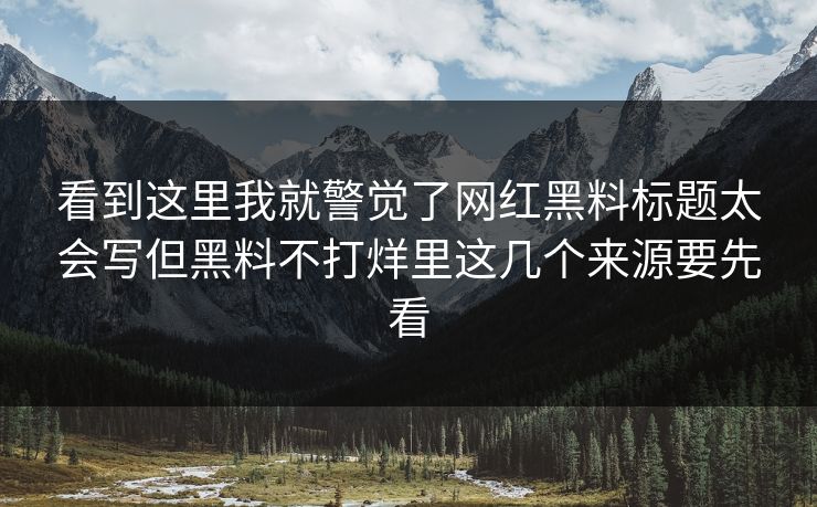 看到这里我就警觉了网红黑料标题太会写但黑料不打烊里这几个来源要先看