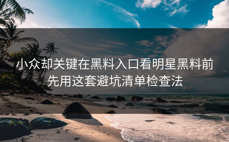 小众却关键在黑料入口看明星黑料前先用这套避坑清单检查法