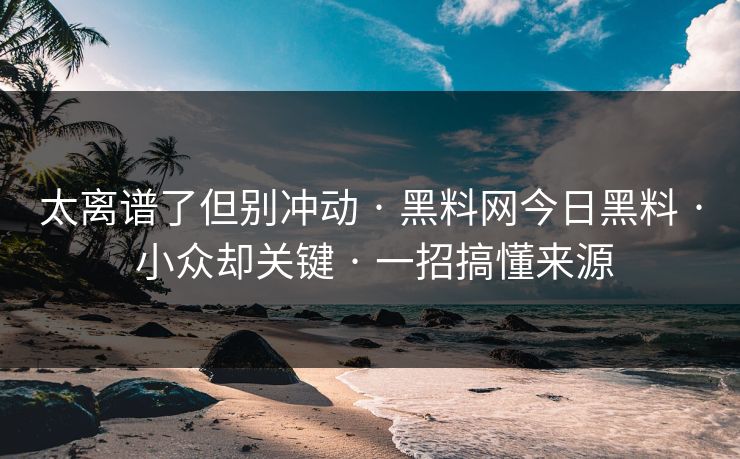 太离谱了但别冲动 · 黑料网今日黑料 · 小众却关键 · 一招搞懂来源