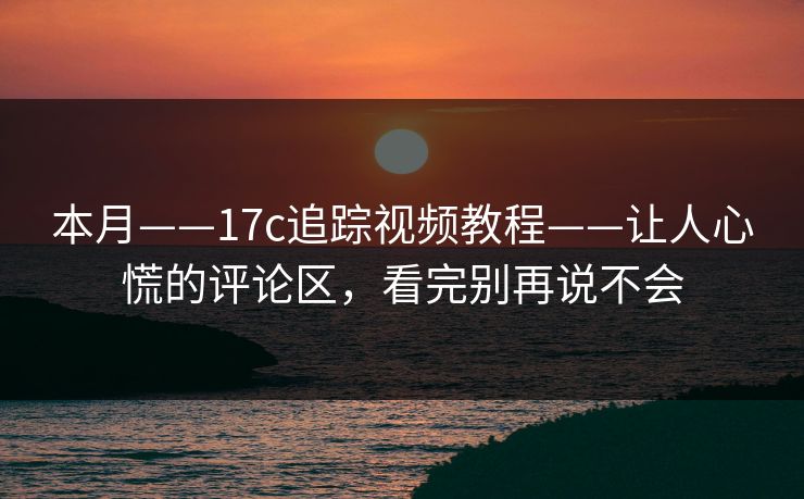 本月——17c追踪视频教程——让人心慌的评论区，看完别再说不会